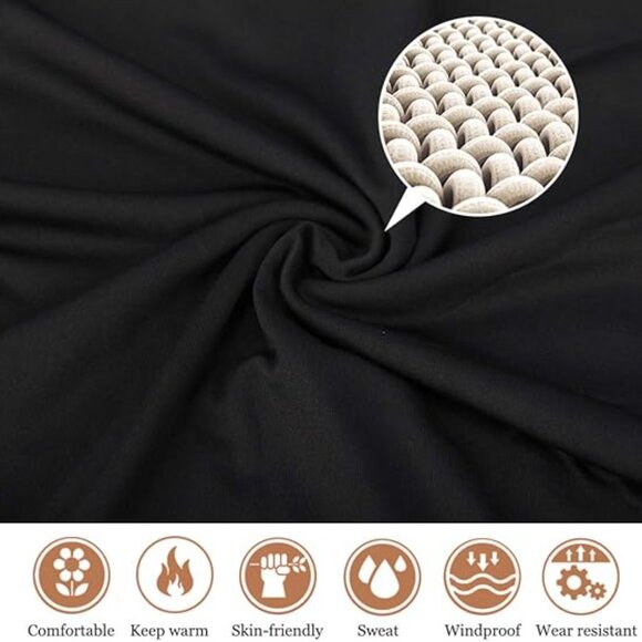 HEROBIKER Women's Black Long Johns Thermal Fleece Lined Base Layer Set 2XL - Picture 6 of 7